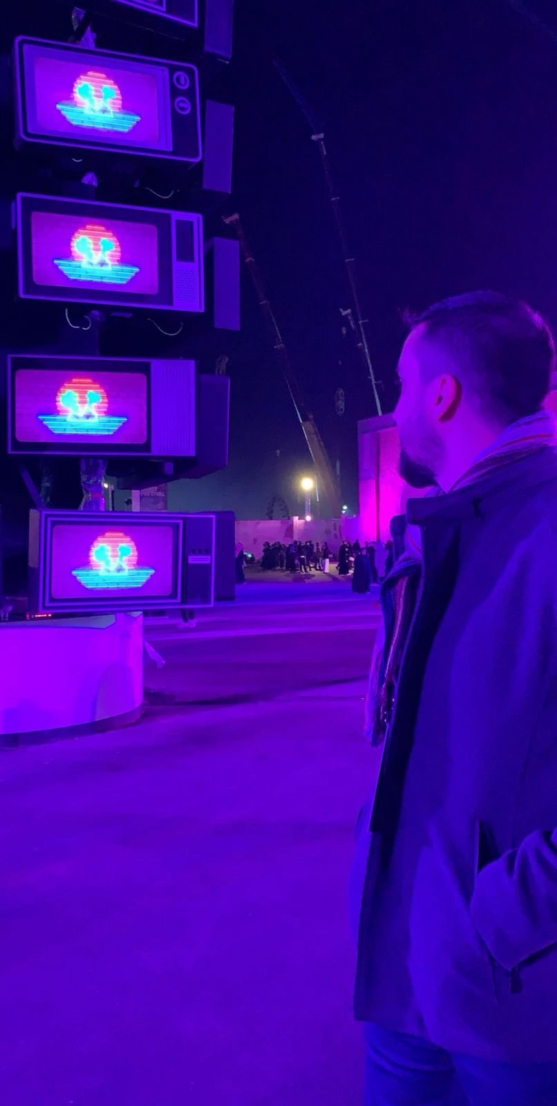 Close-up of looping visuals on CRT screens