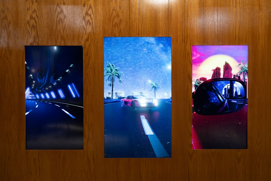 Neon-lit Riyadh skyline at midnight